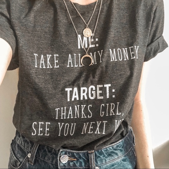 Tops - DARK GREY TARGET QUOTE TEE SHIRT